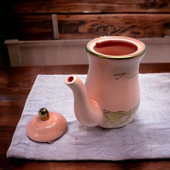 S♥️LD! Dayspring l Teapot l Peach l Gold accent l Inspiration l Bible scripture - Picture 7 of 9